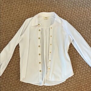 L'AGENCE White Shirt with Gold Buttons